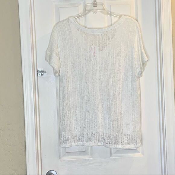ODDY White V-Neck Crochet Top Size Large - Picture 2 of 9